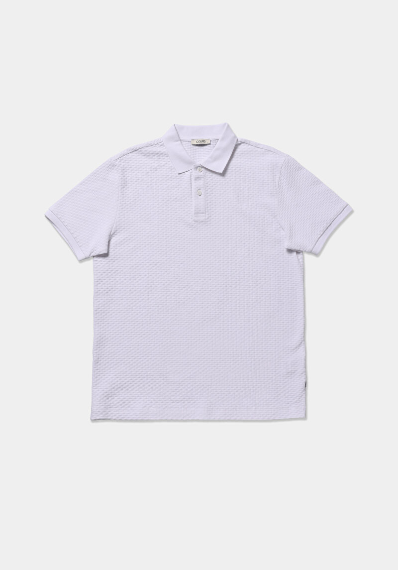 Regular Fit Polo Yaka Düz Erkek Beyaz Kısa Kol Tişört