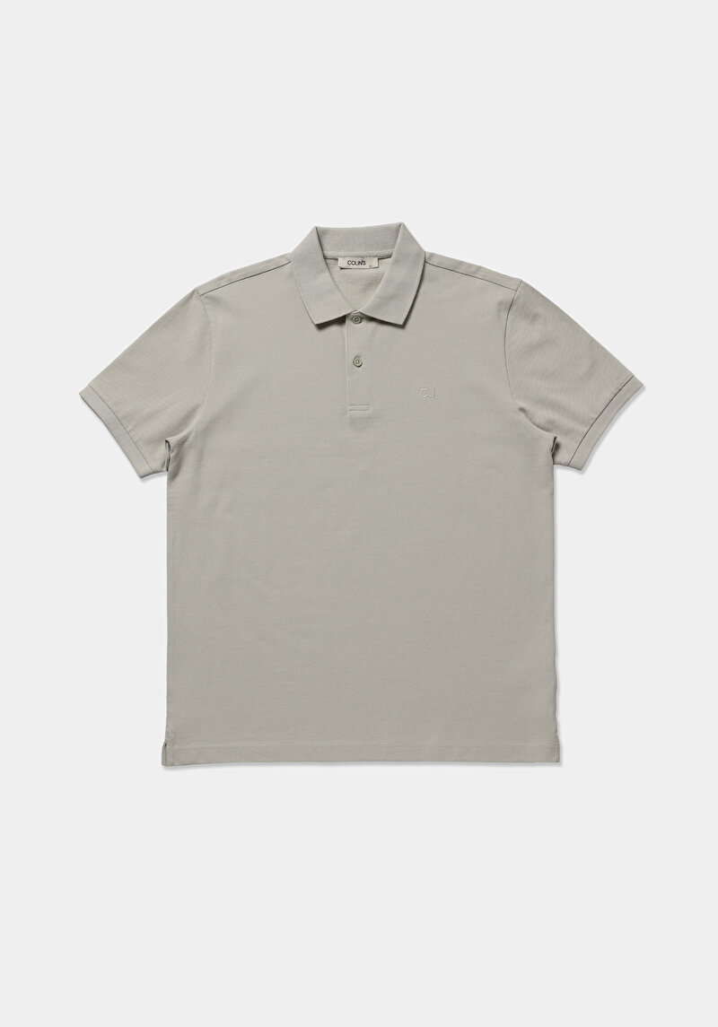 Regular Fit Polo Yaka Düz Erkek Yeşil Pamuklu Kısa Kol Tişört