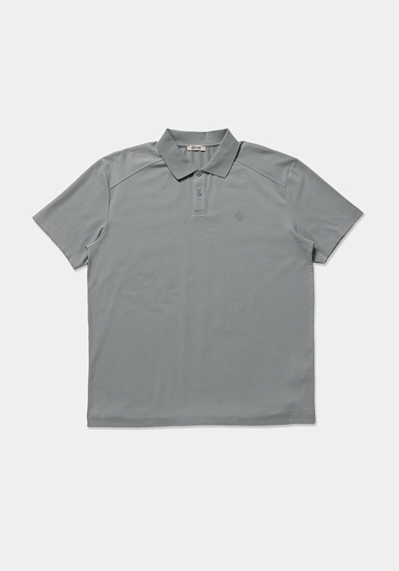 Comfort Fit Polo Yaka Düz Erkek Turkuaz Kısa Kol Tişört