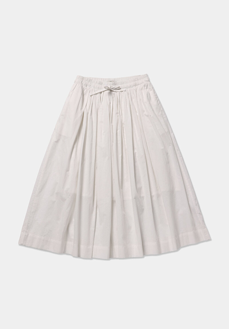 Midi Düz  Kadın Beyaz Etek