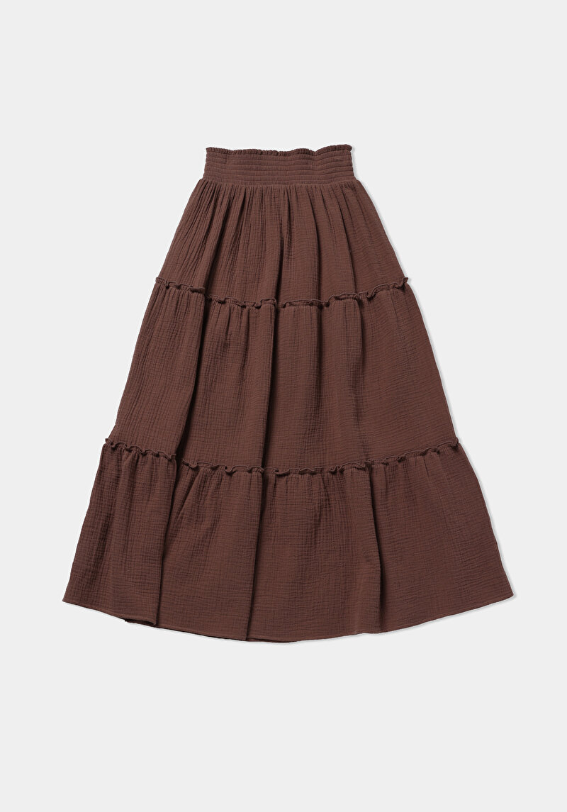 Maxi Length Düz  Kadın Kahverengi Etek