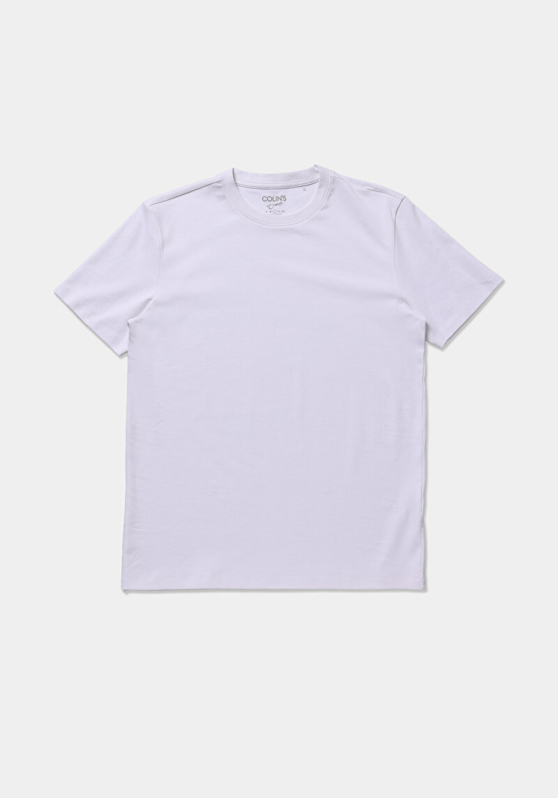 Regular Fit Yuvarlak Yaka Düz Erkek Beyaz Kısa Kol Tişört