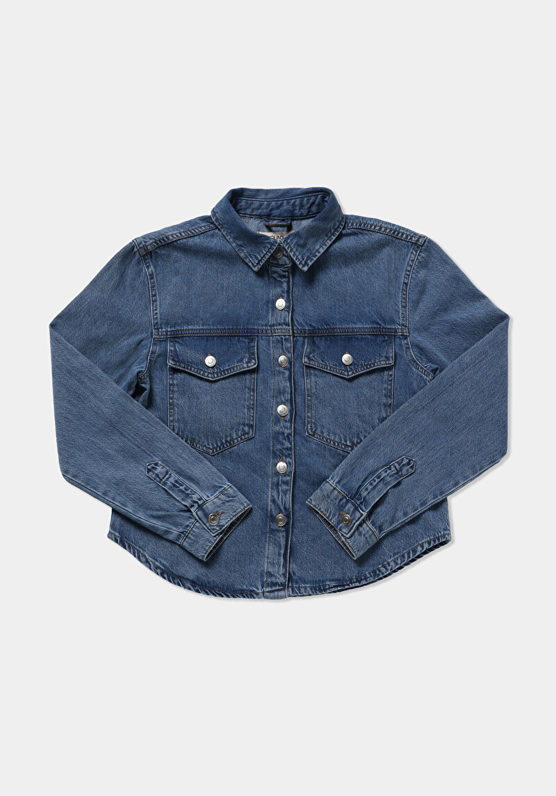 Regular Fit   Kadın Mid İndigo Denim Shacket