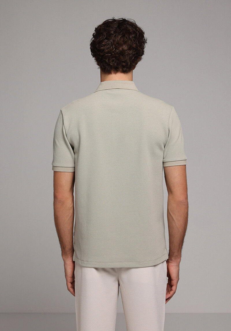 Regular Fit Polo Yaka Düz Erkek Yeşil Kısa Kol Tişört