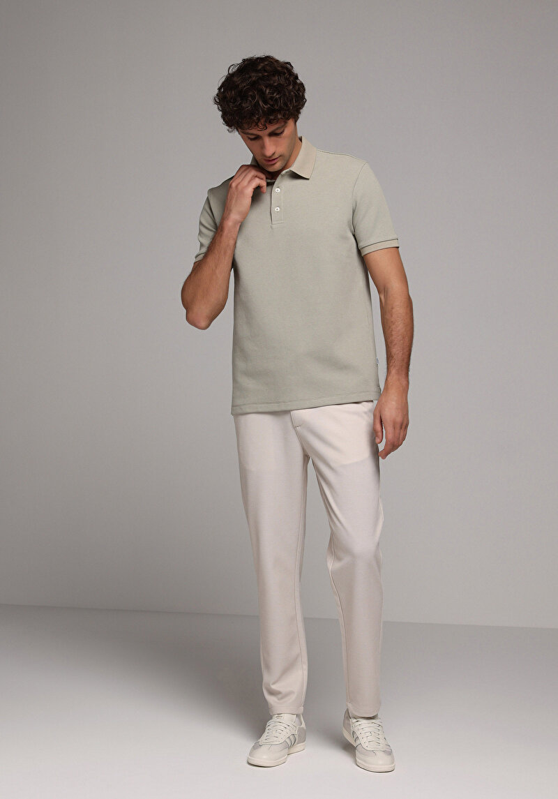 Regular Fit Polo Yaka Düz Erkek Yeşil Kısa Kol Tişört