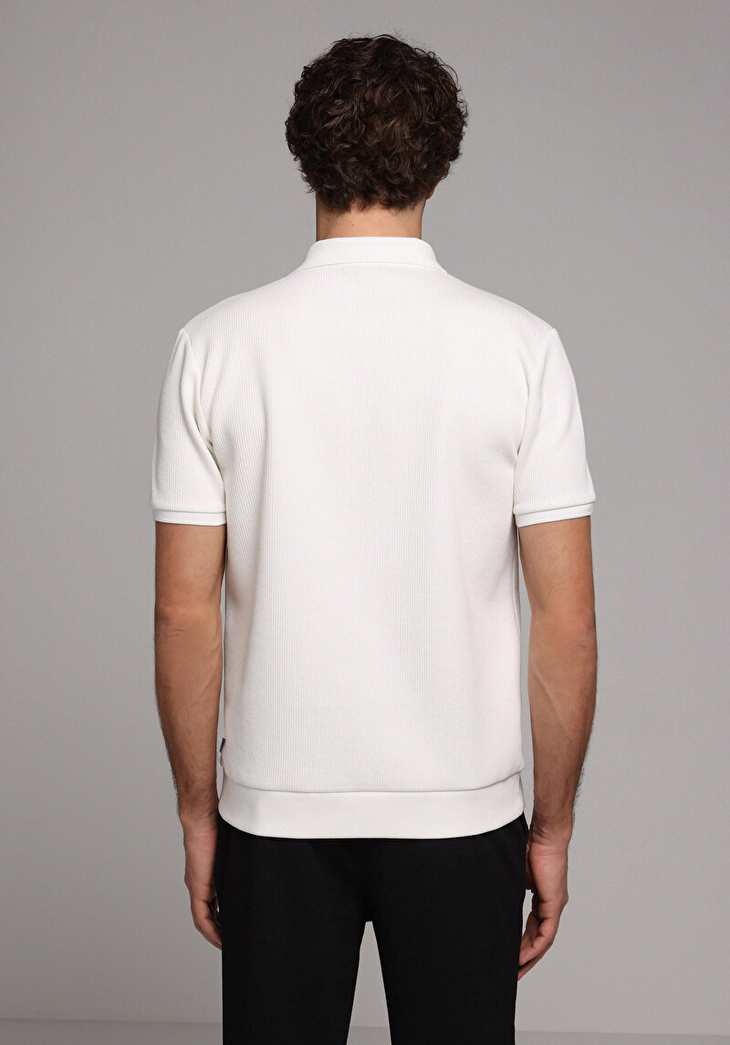 Regular Fit Polo Yaka Düz Erkek Beyaz Kısa Kol Tişört