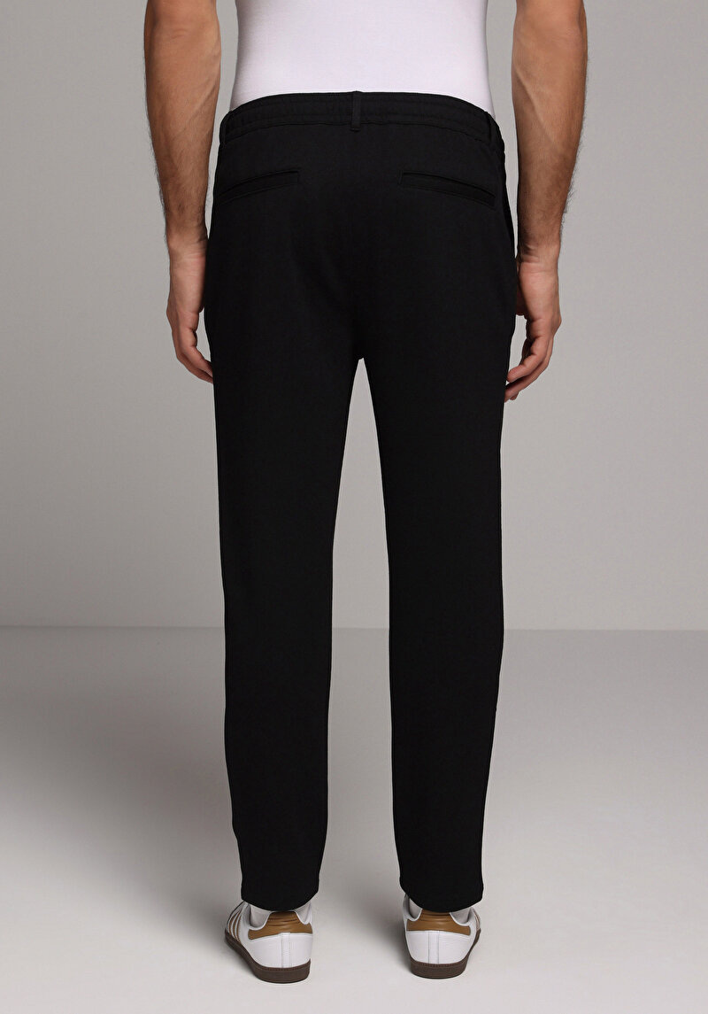 Regular Fit Orta Bel Düz Paça Erkek Siyah Pantolon