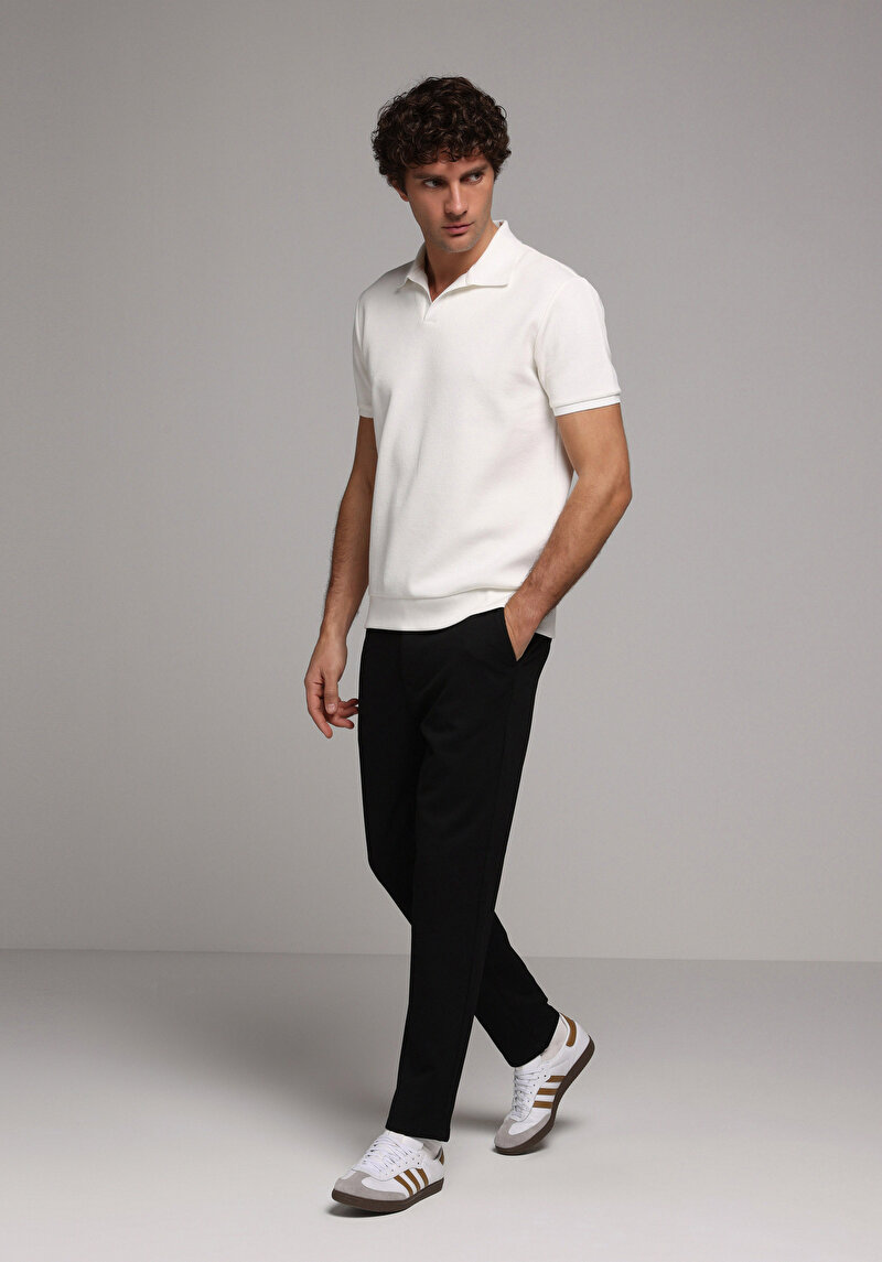 Regular Fit Orta Bel Düz Paça Erkek Siyah Pantolon