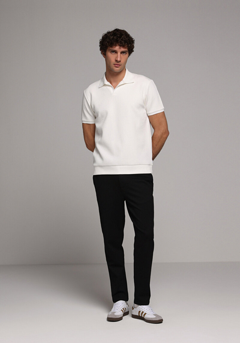 Regular Fit Orta Bel Düz Paça Erkek Siyah Pantolon