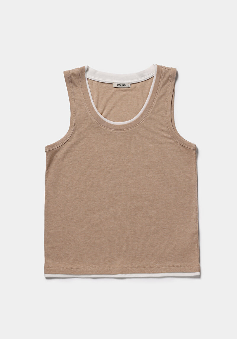 Slim Fit   Kadın Bej Atlet