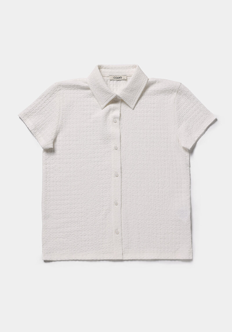 Slim Fit Polo Yaka Düz Kadın Beyaz Kısa Kol Tişört