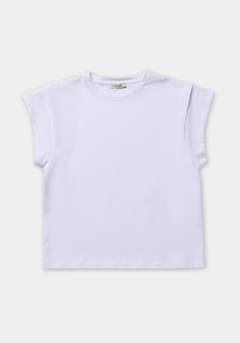 Regular Fit Yuvarlak Yaka Düz Kadın Beyaz Kısa Kol Tişört