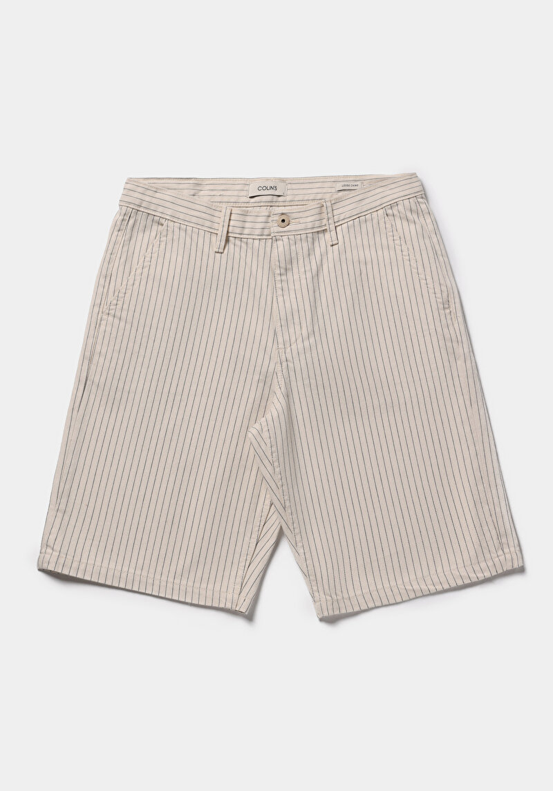 Loose  Orta Bel Düz Erkek Stripe Denim Jean Şort