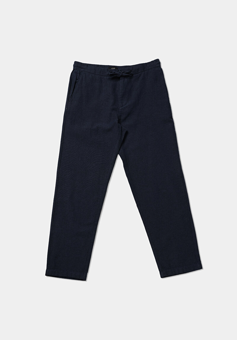 Regular Fit Orta Bel Düz Paça Erkek Lacivert  Pantolon