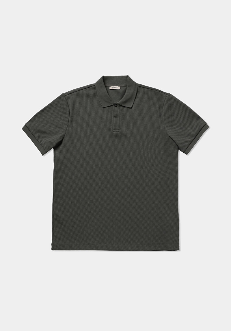 Regular Fit Polo Yaka Düz Erkek Yeşil Kısa Kol Tişört