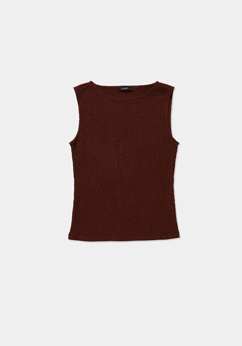Slim Fit  Kolsuz Kadın Kahverengi Atlet
