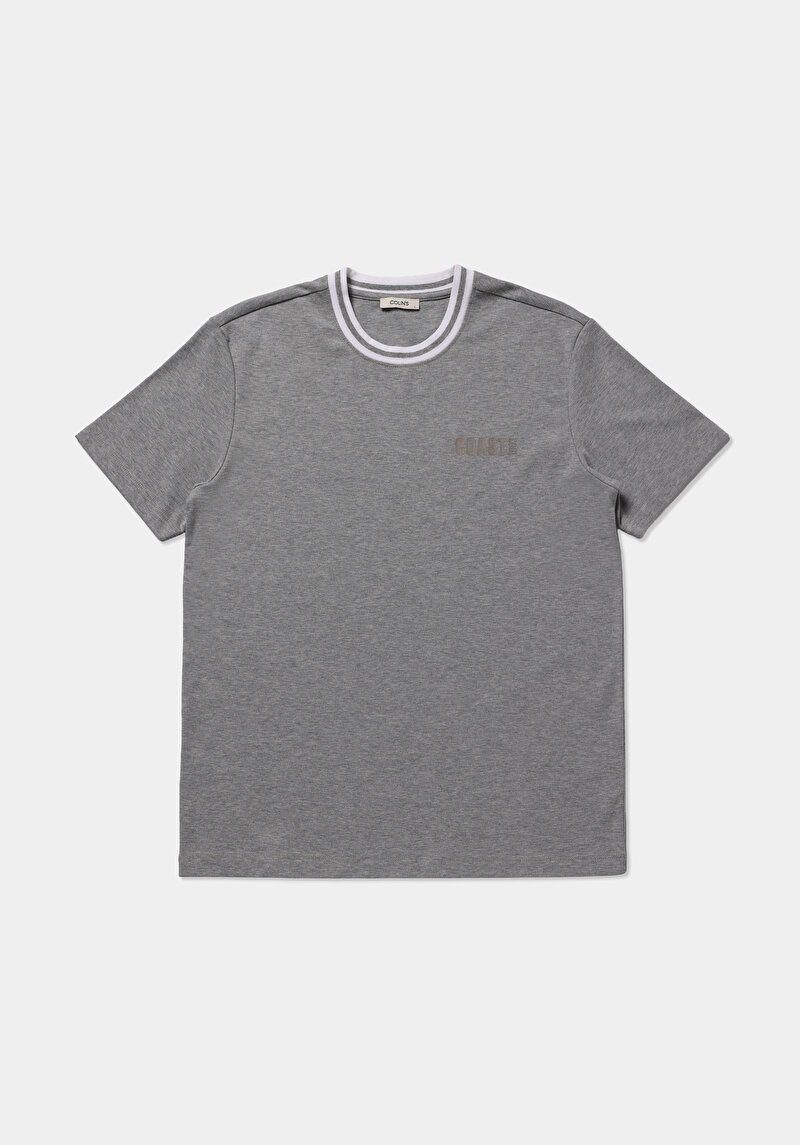 Regular Fit Yuvarlak Yaka Düz Erkek Gri Kısa Kol Tişört