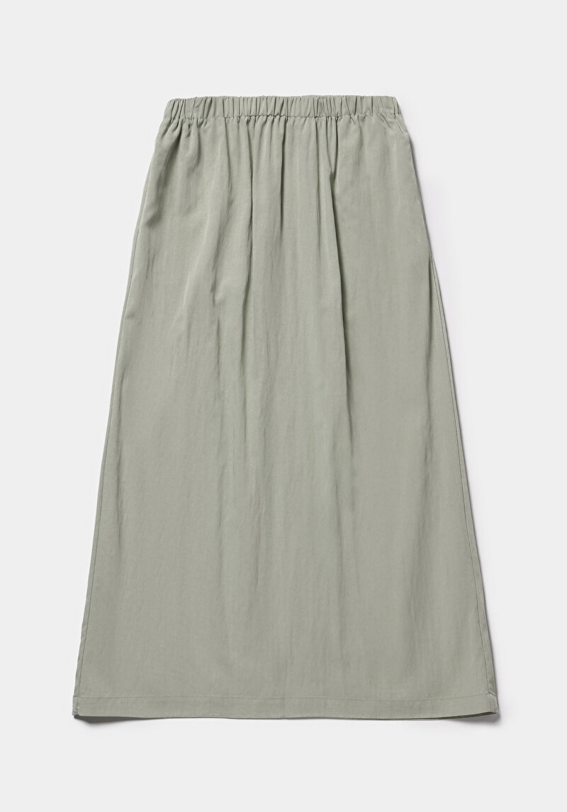 Midi Düz  Kadın Yeşil Etek