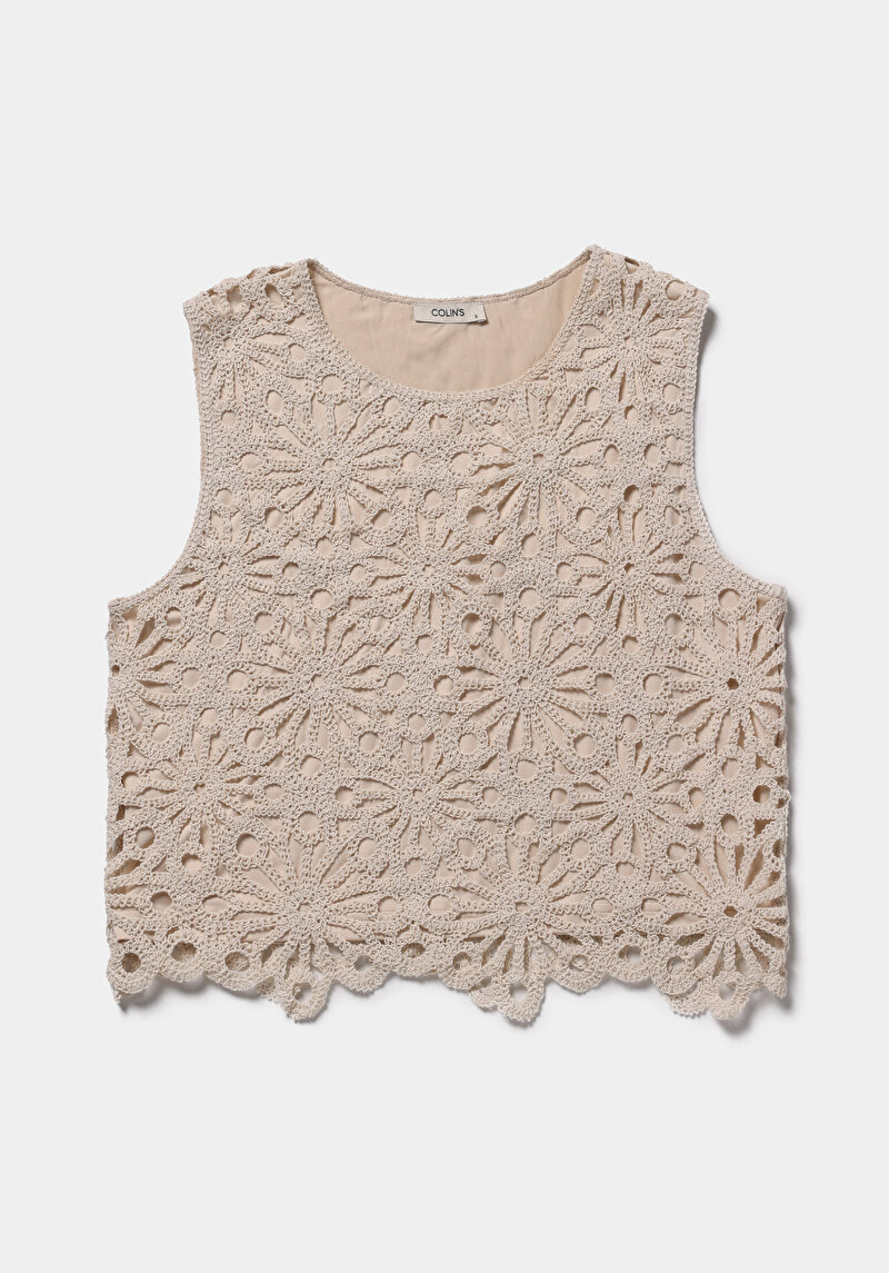 Regular Fit  Kolsuz Kadın Bej Atlet