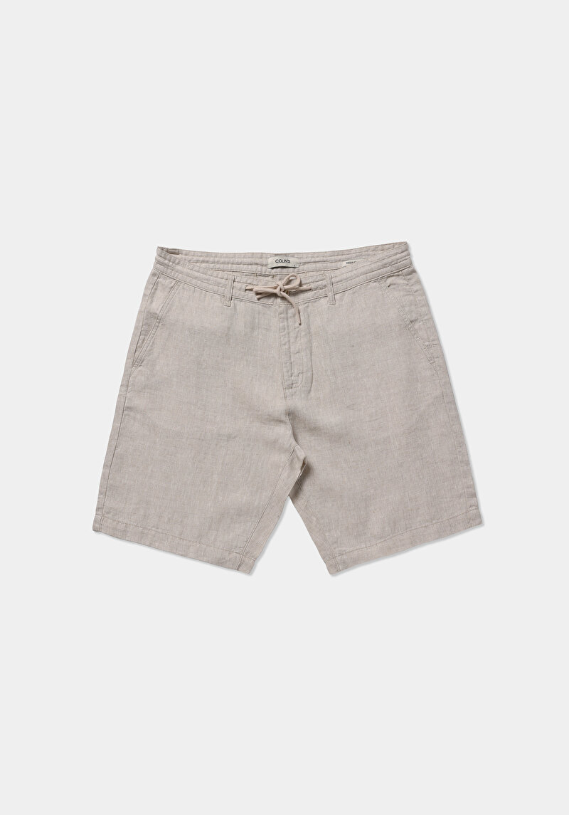 Regular Fit Orta Bel Düz Erkek Taş Şort