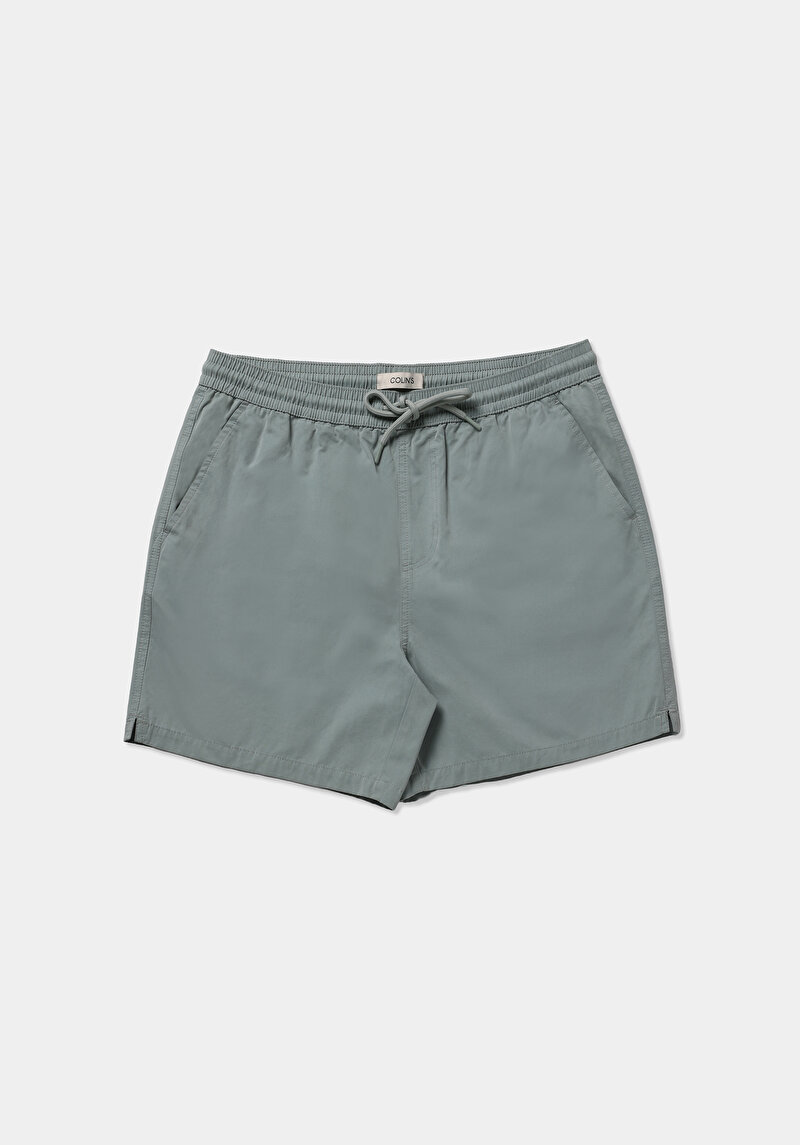 Slim Fit Düz Erkek Gri Deniz Şortu