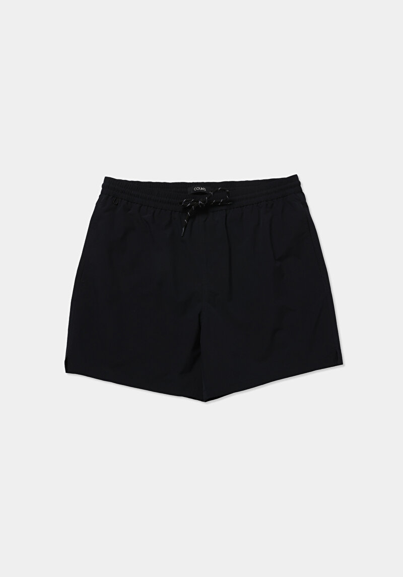 Slim Fit Düz Erkek Siyah Deniz Şortu