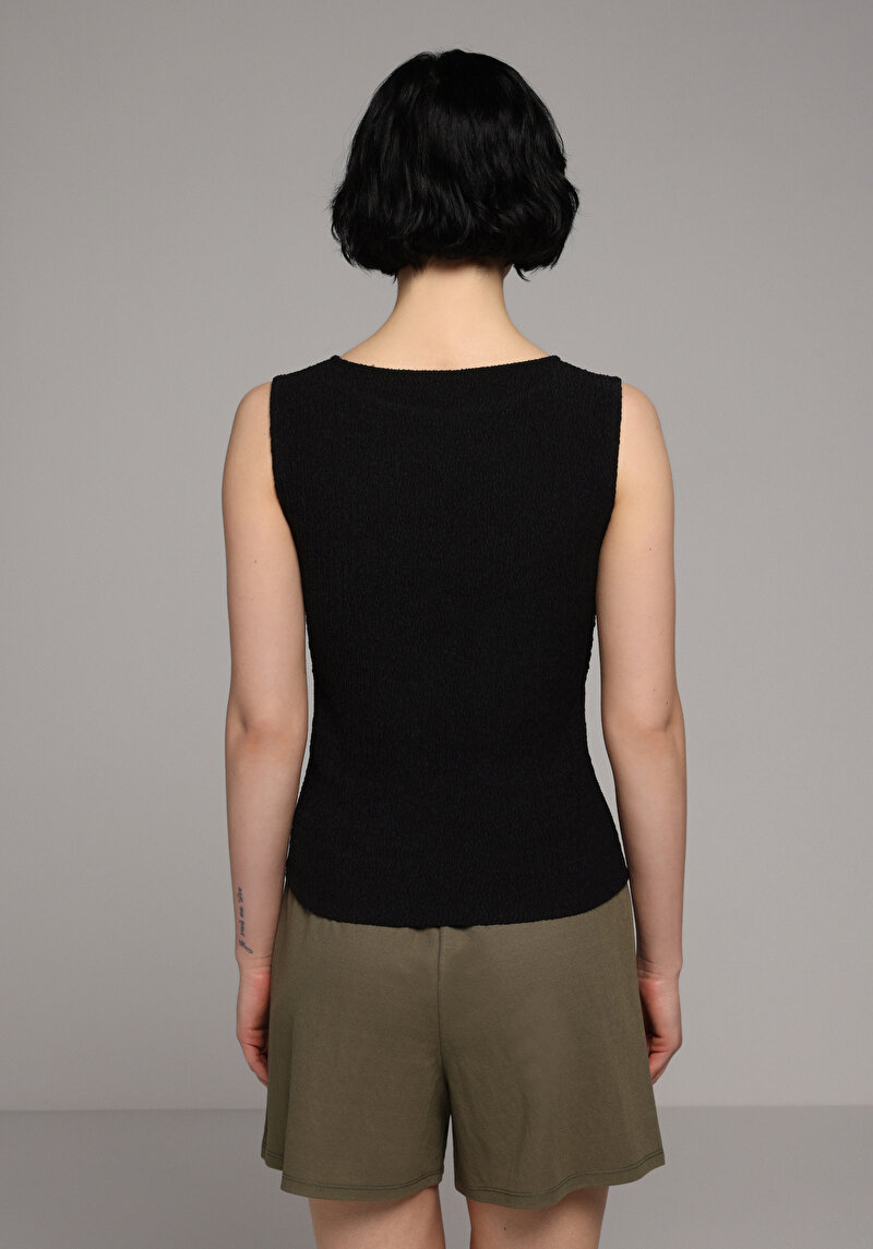 Slim Fit  Kolsuz Kadın Siyah Atlet