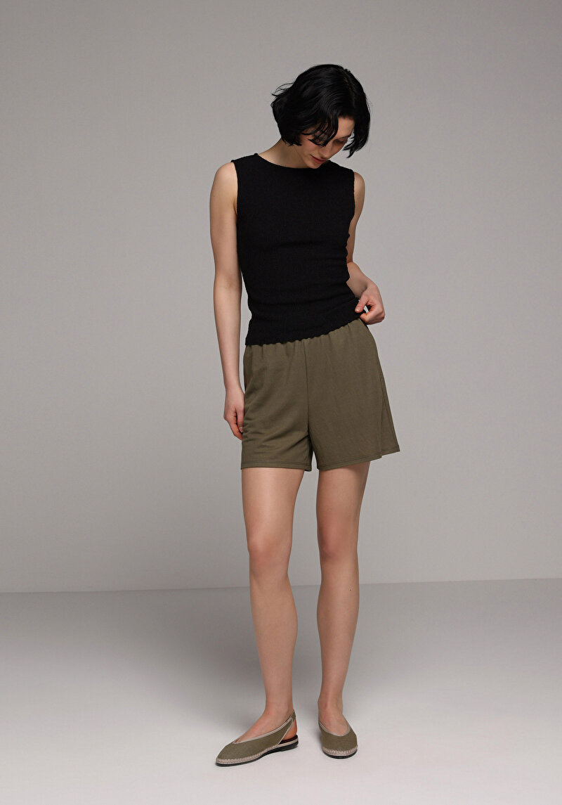 Slim Fit  Kolsuz Kadın Siyah Atlet