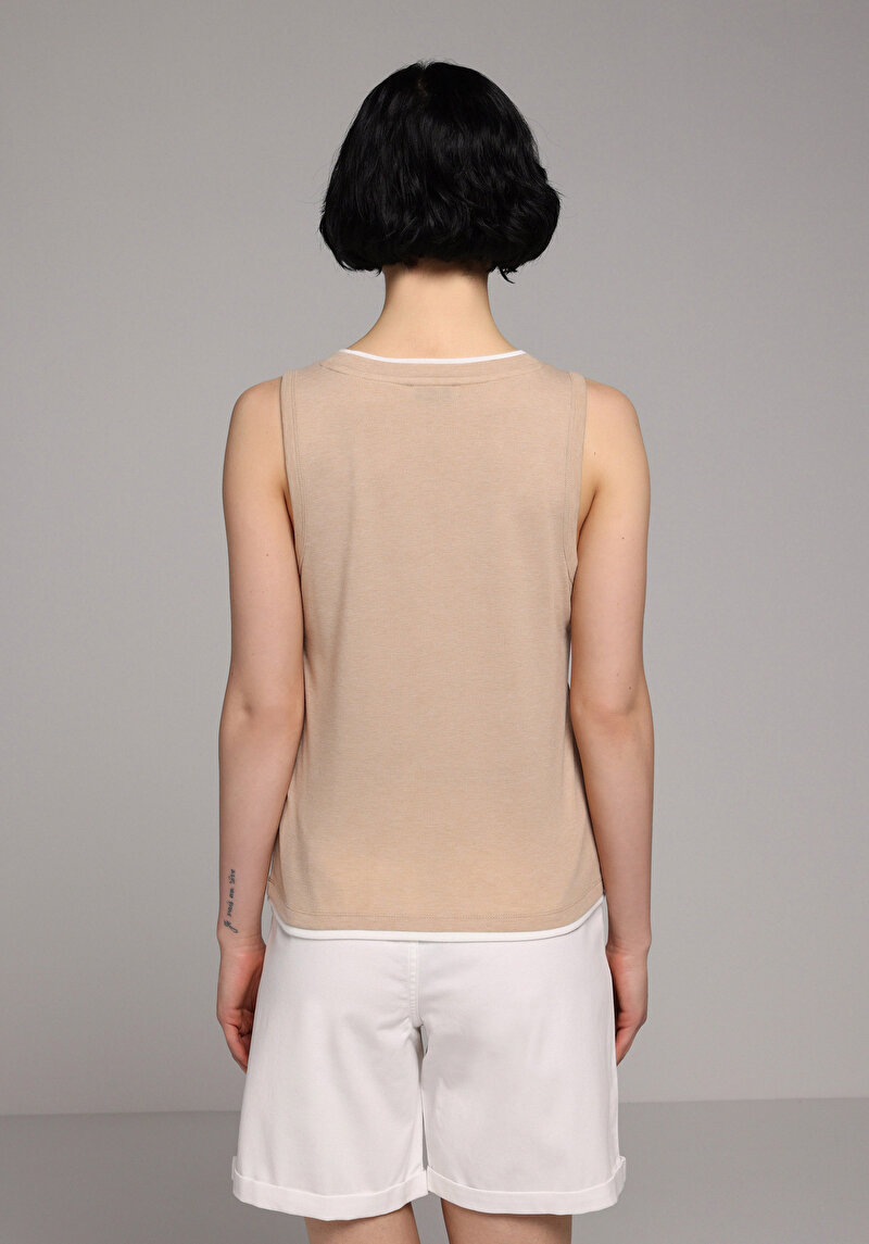 Slim Fit Kadın Bej Atlet