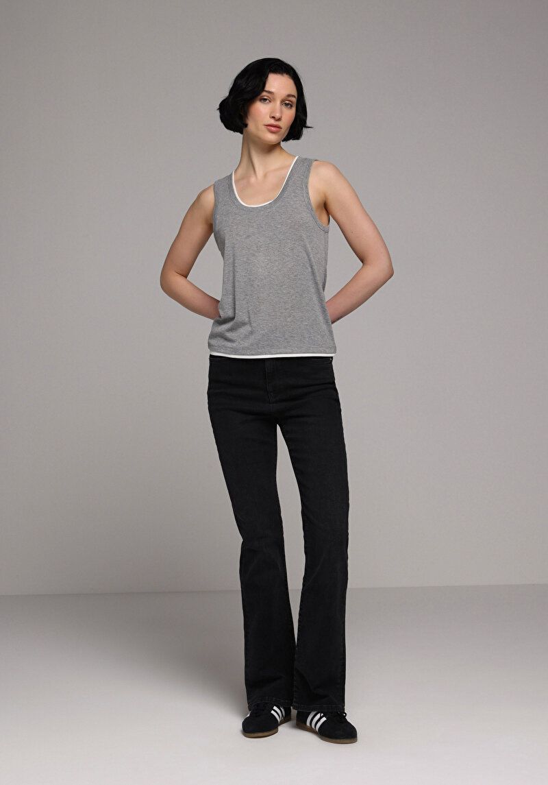 Slim Fit Kadın Gri Atlet