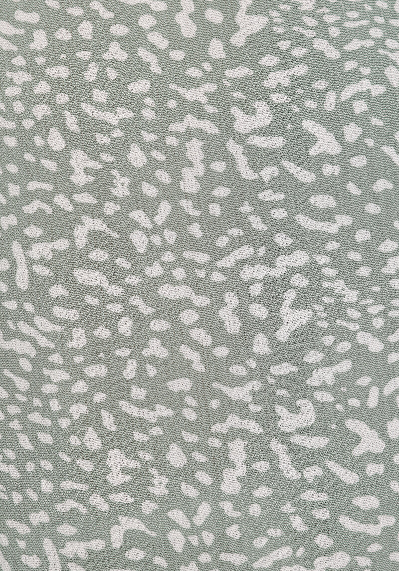 Fashion Fit Shirt Neck Baskılı Kadın Yeşil Kısa Kol Gömlek