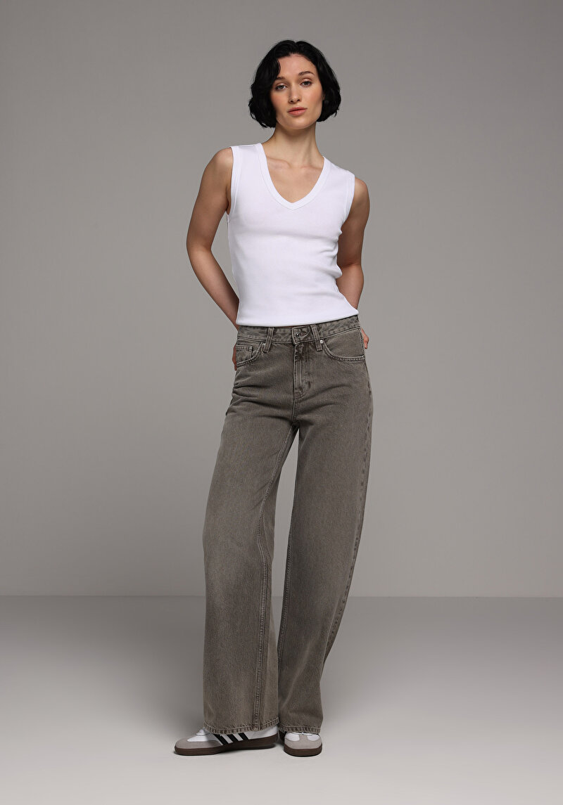 Regular Fit Kadın Over Dyed Denim Jean Pantolon