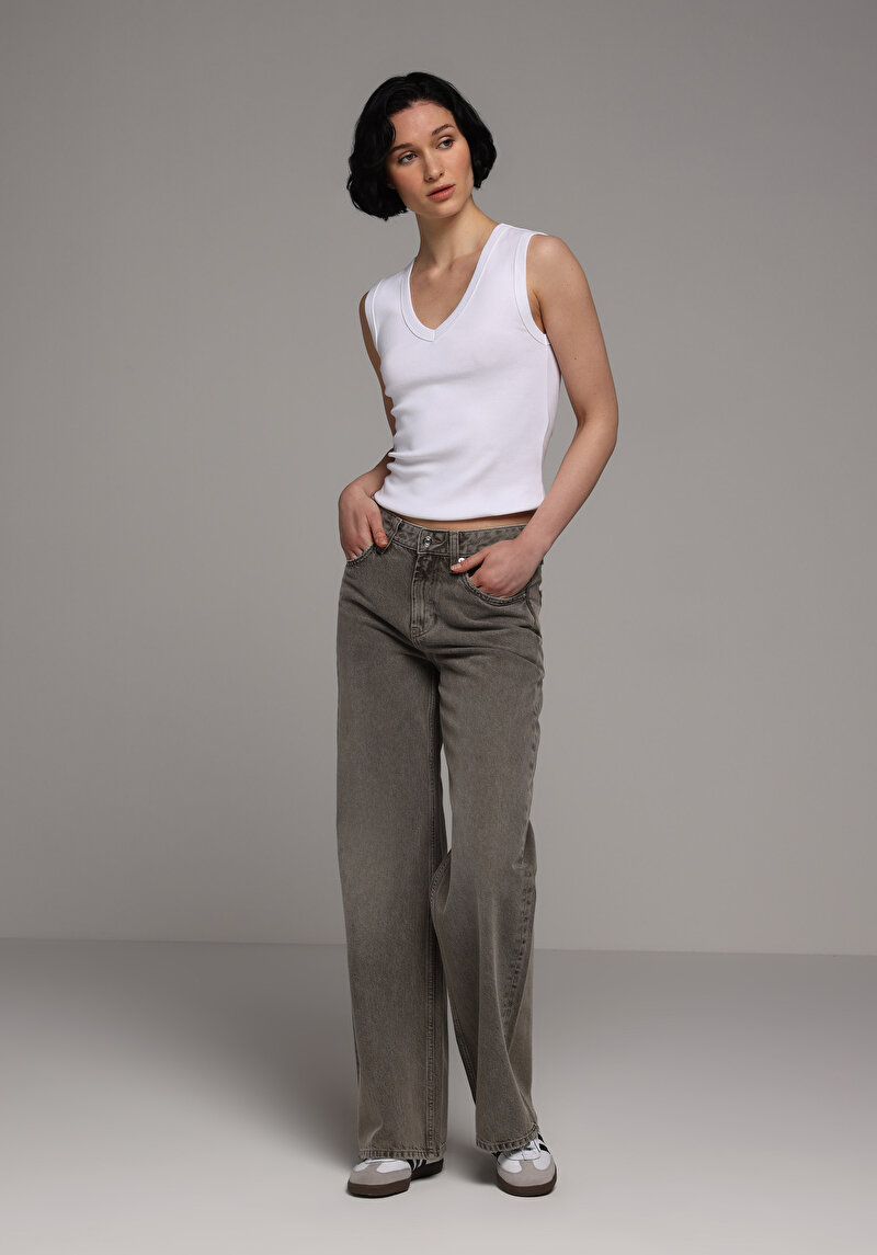 Regular Fit Kadın Over Dyed Denim Jean Pantolon