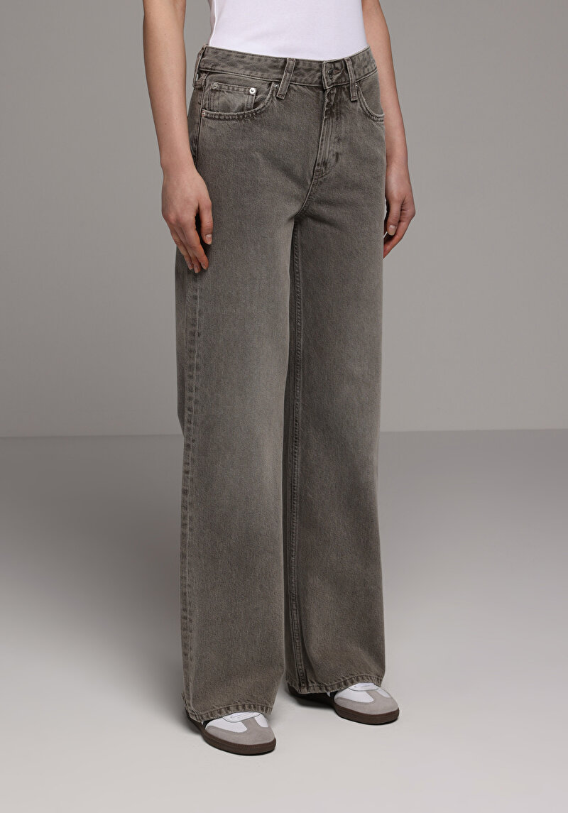 Regular Fit   Kadın Over Dyed Denim Jean Pantolon