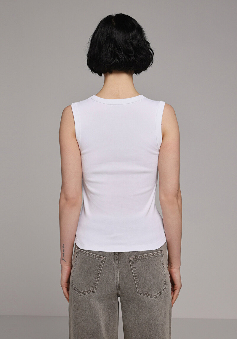 Slim Fit Kadın Beyaz Atlet