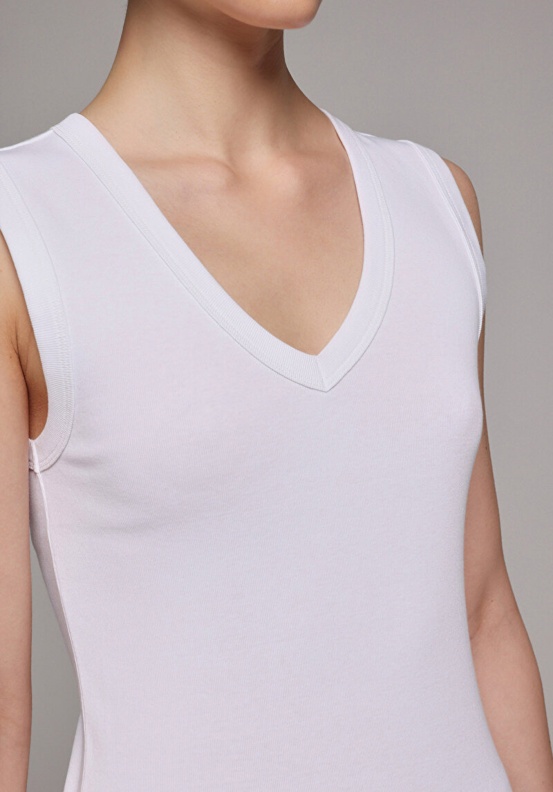 Slim Fit Kadın Beyaz Atlet