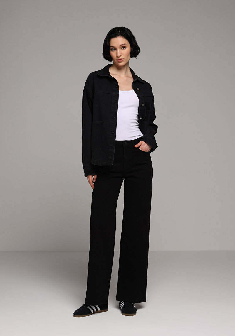 Regular Fit   Kadın Black Black Denim Jean Pantolon