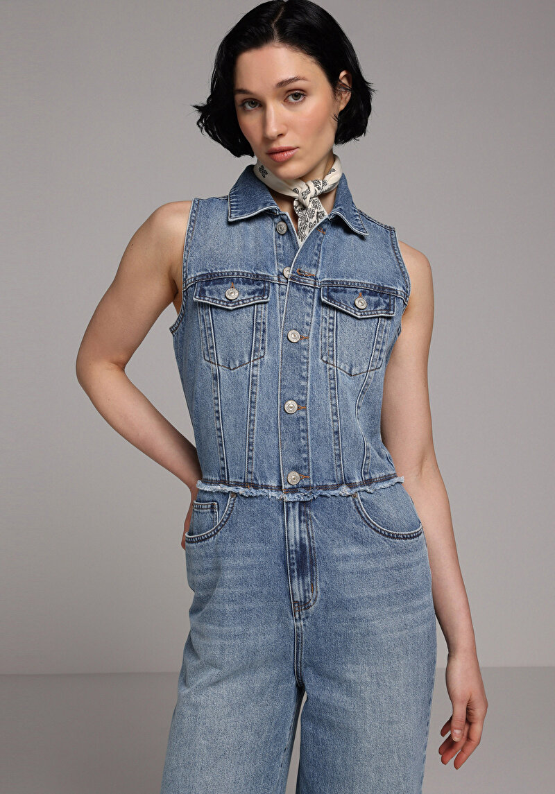 Slim Fit   Kadın Light İndigo Denim Jean Pantolon