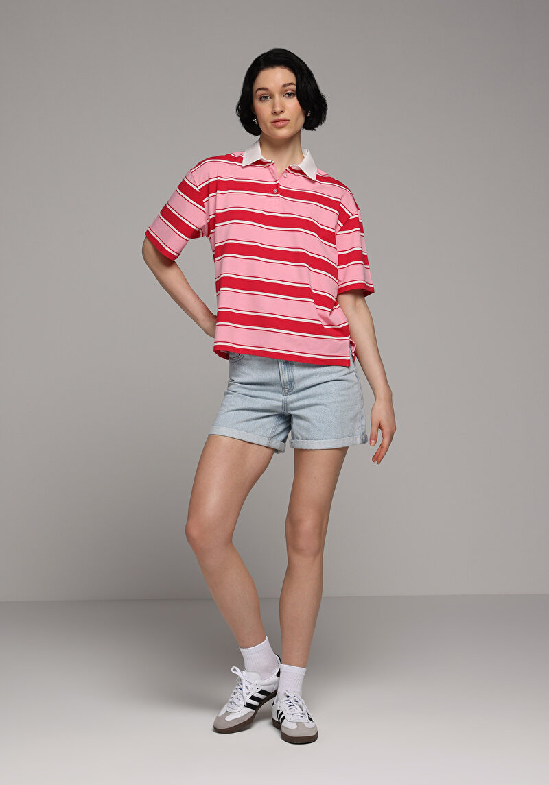 Mom Fit Yüksel Bel Düz Kadın Bleach İndigo Denim Jean Şort