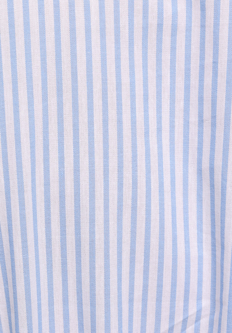 Regular Fit Çizgili Kadın Mavi Kısa Kol Elbise