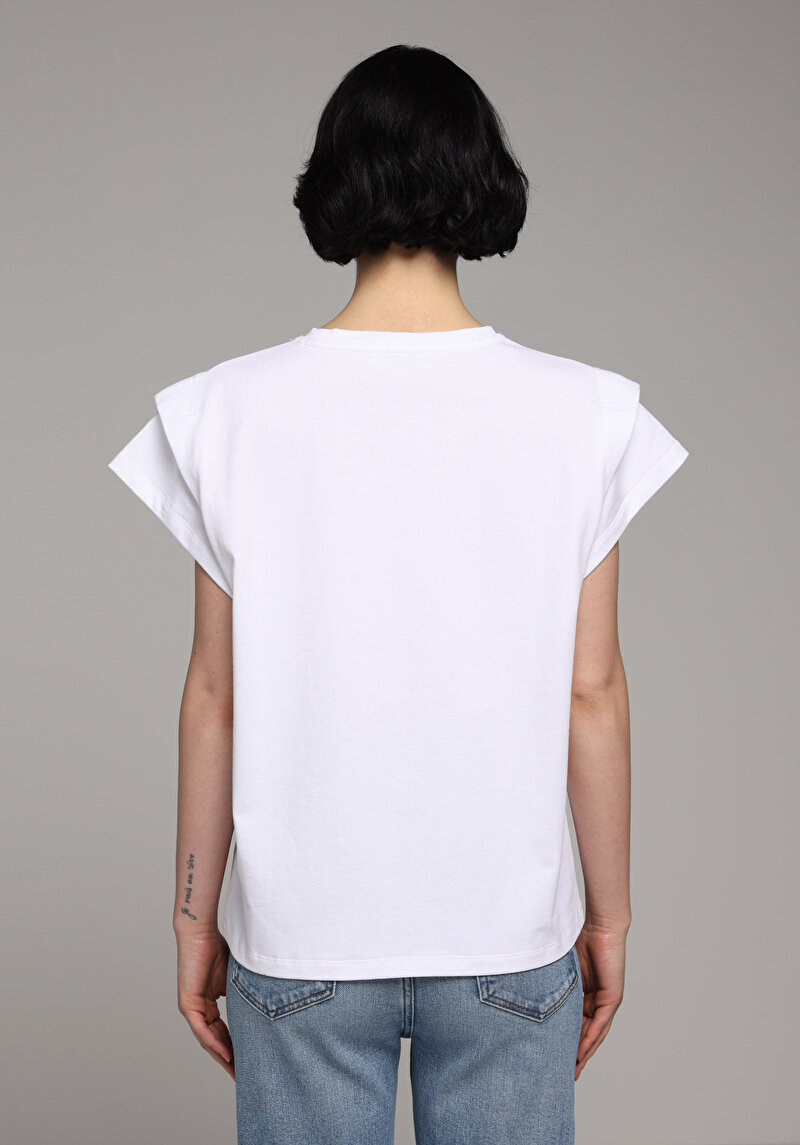 Regular Fit Yuvarlak Yaka Düz Kadın Beyaz Kısa Kol Tişört
