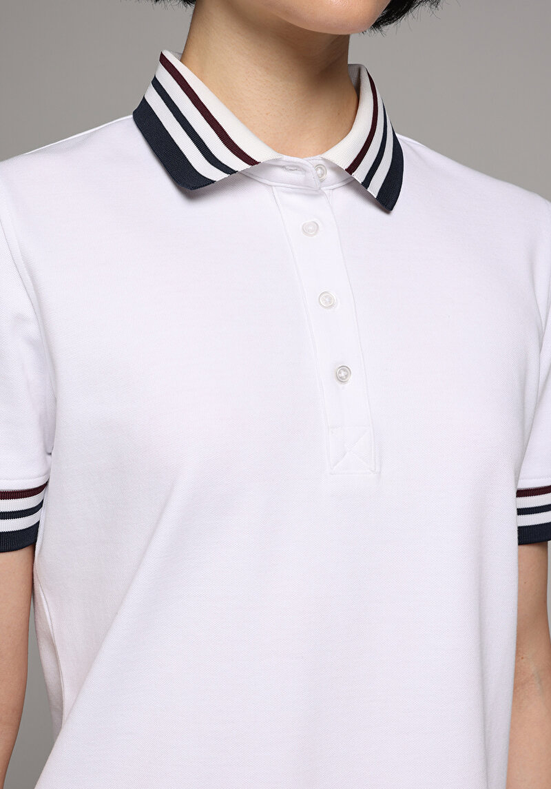 Slim Fit Jakarlı Kadın Beyaz Kısa Kol Elbise