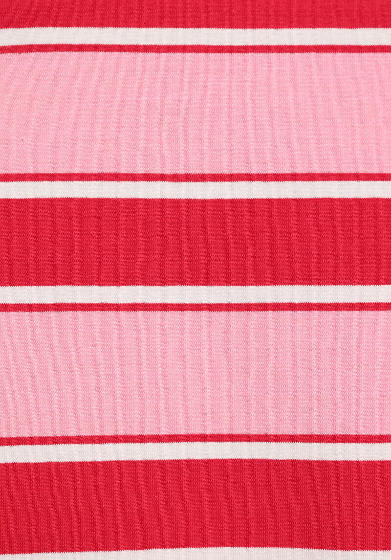 Regular Fit Polo Yaka Çizgili Kadın Kirmizi Kısa Kol Tişört
