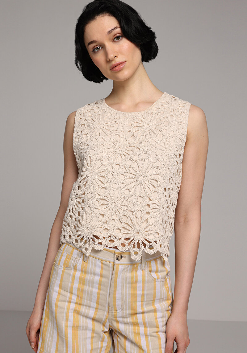 Regular Fit  Kolsuz Kadın Bej Atlet