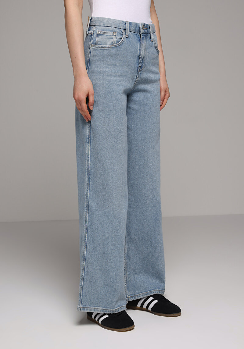 Loose Fit Kadın Light İndigo Denim Jean Pantolon