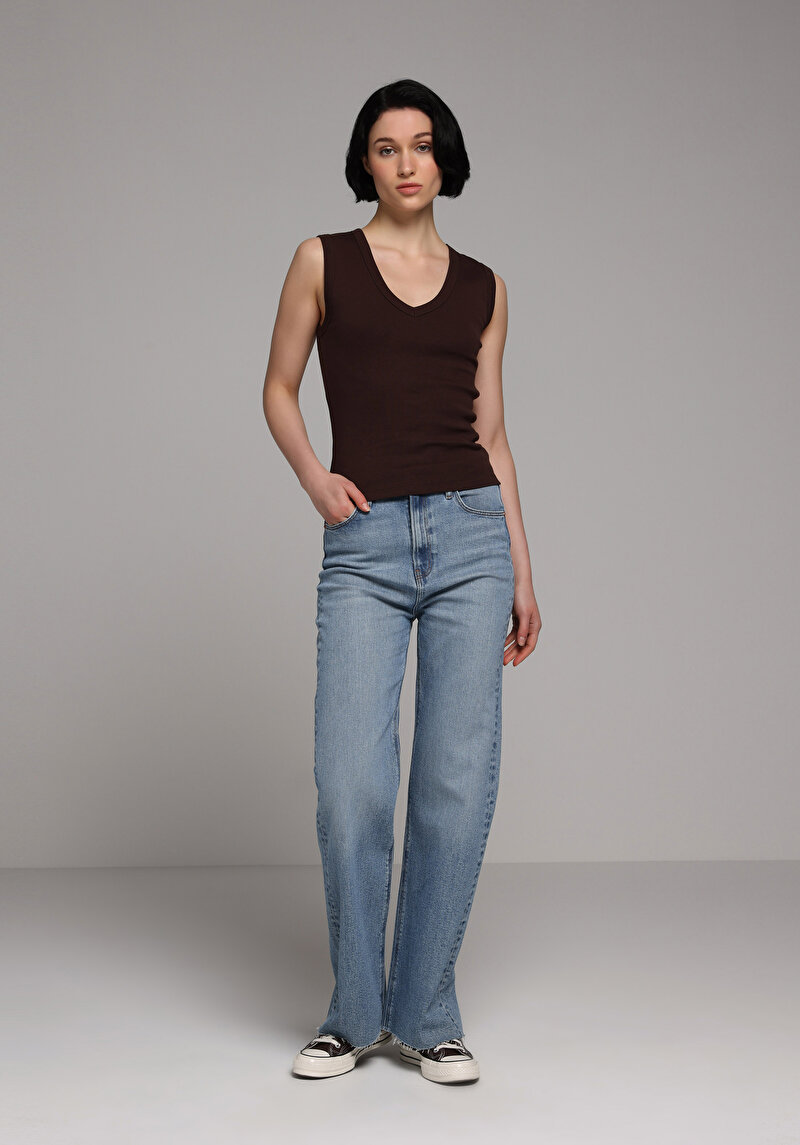 Slim Fit   Kadın Kahverengi Atlet