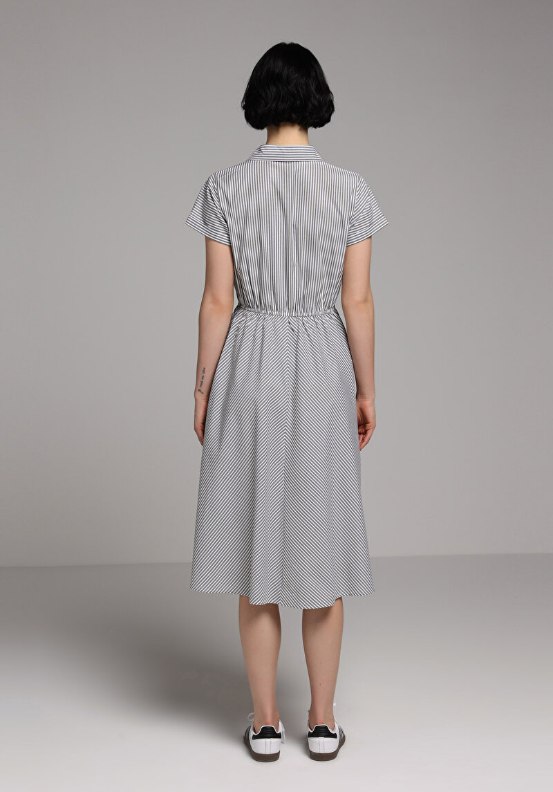 Regular Fit Düz Kadın Yeşil Kısa Kol Elbise