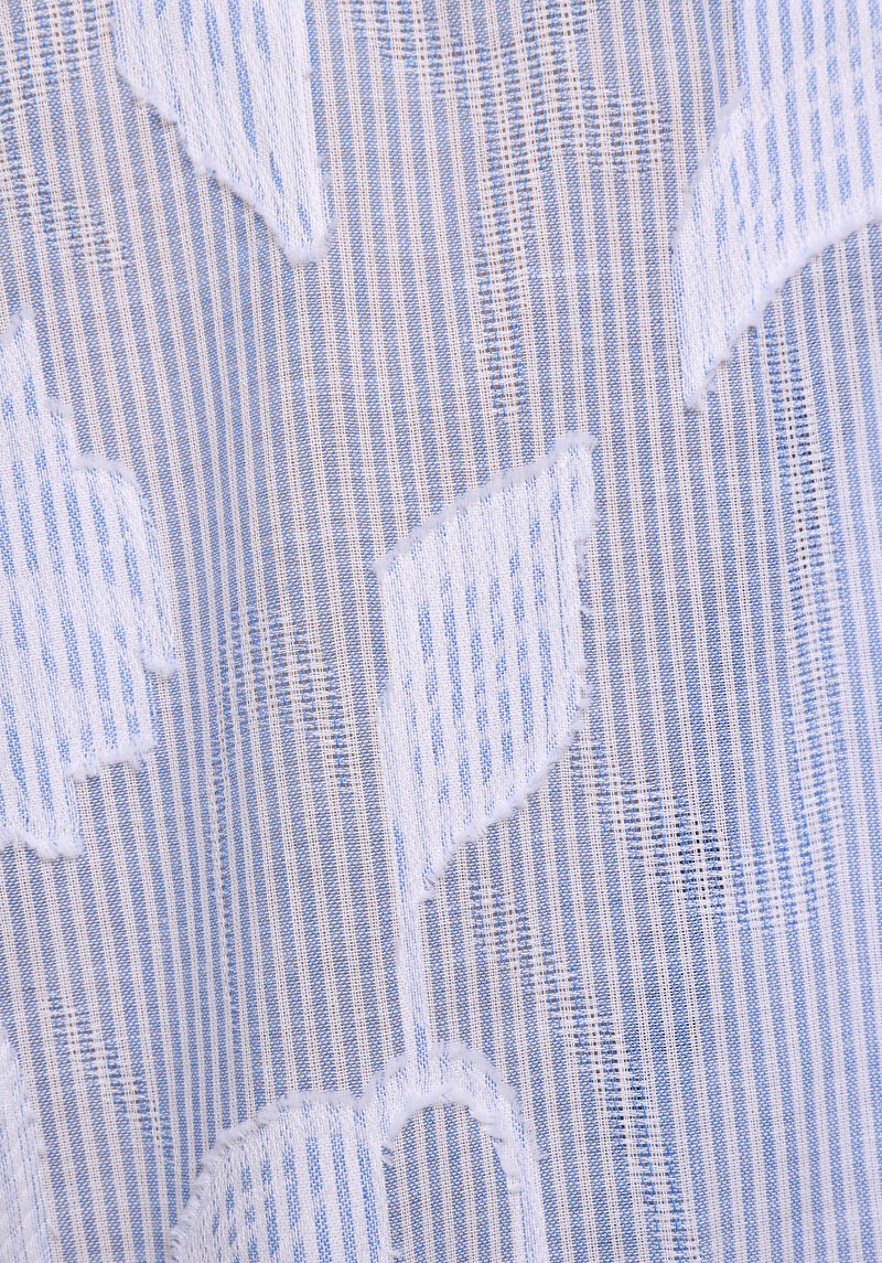 Boyfriend Fit Shirt Neck Jakarlı Kadın Mavi Uzun Kol Gömlek