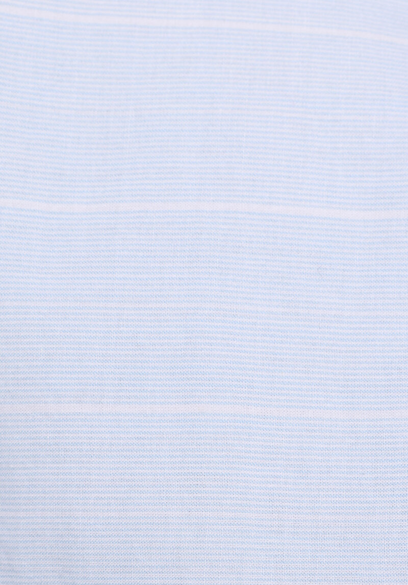 Regular Fit Shirt Neck Çizgili Kadın Mavi Roll-up Gömlek