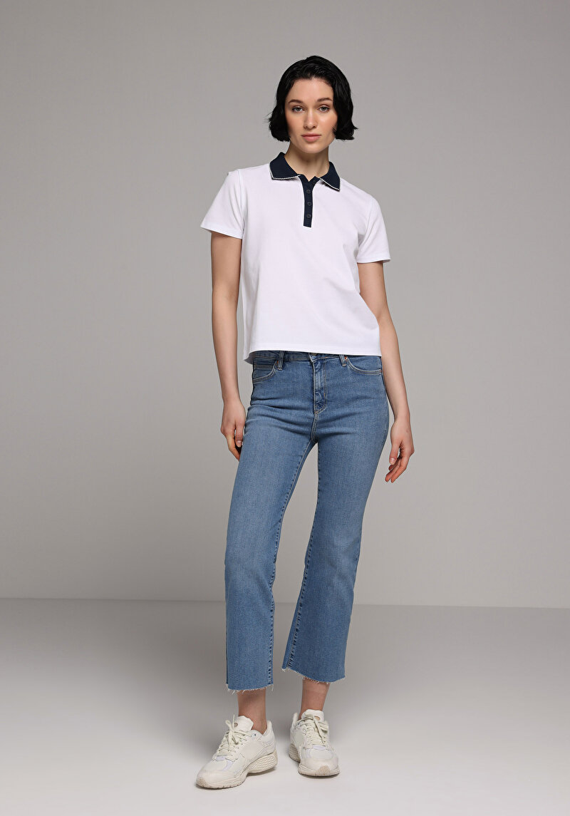 Slim Fit Kadın Mid İndigo Denim Jean Pantolon